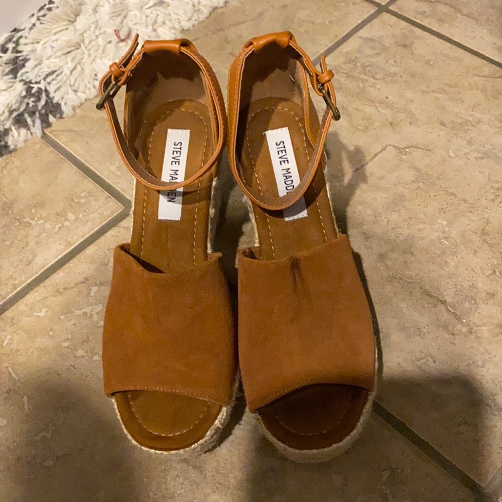 Steve Madden suede cognac espadrille
